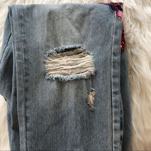 Denim Co Primark distressed jeans with sequins - Picture 9 of 15